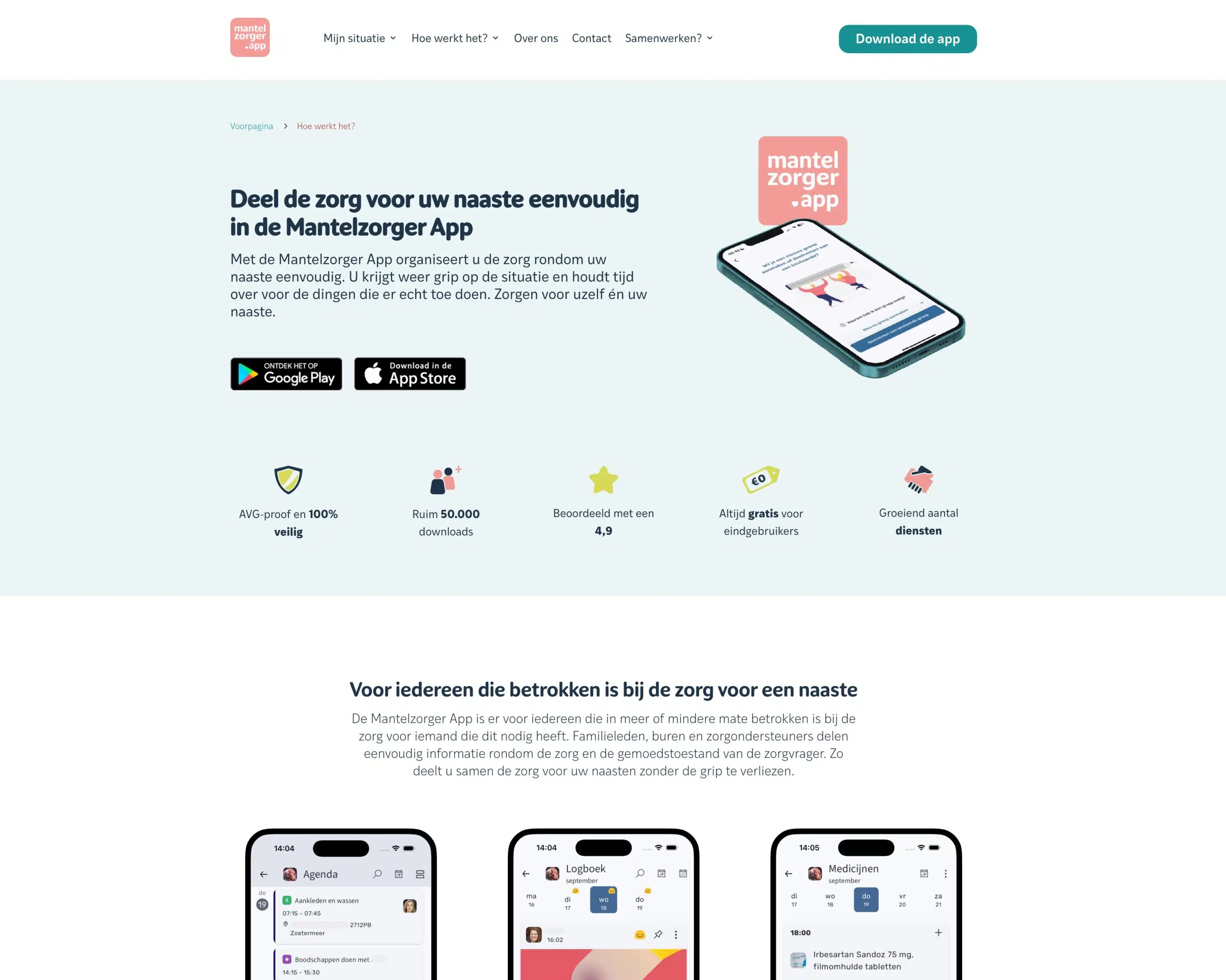 Websiteredesign voor Mantelzorger App